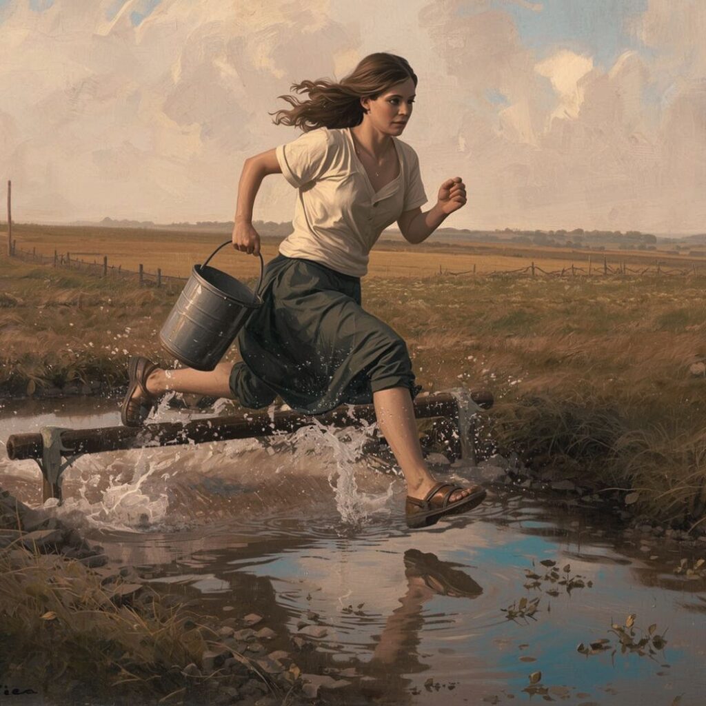 100 meter hinderterräng med vattenspann